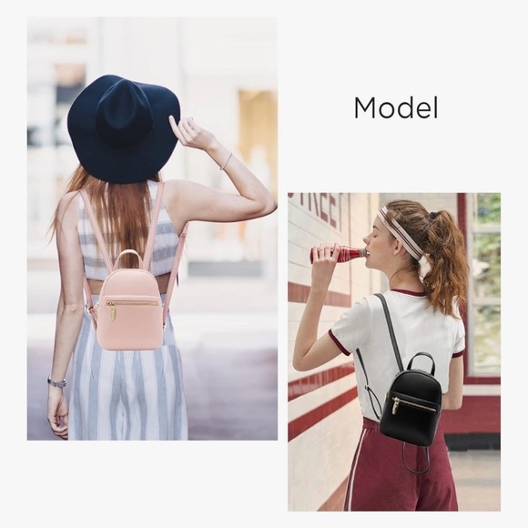 Faux Black Leather Backpack / Purse - Picture 13 of 15